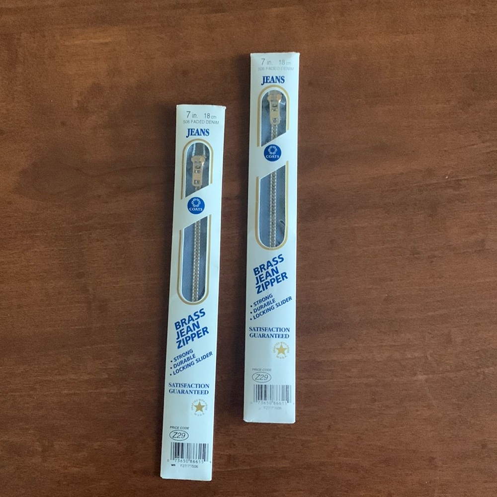 7 inch   Metal Zipper for Jeans  Faded Denim Color  New in Package   2 Pack